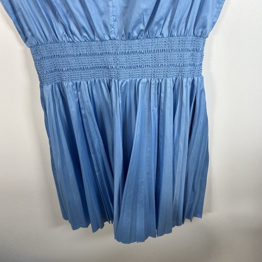 $345 Rebecca Taylor‎  Blue Smocked Waist Dress Women’s Size Medium Designer - Picture 9 of 12